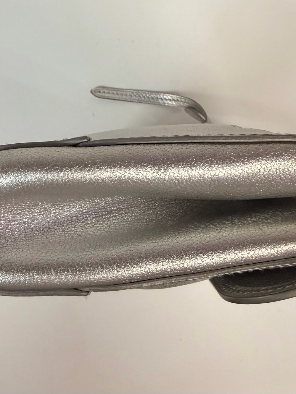 Ralph Lauren Collection Ricky Metallic Silver Pebbled Leather Clutch - Picture 4 of 16